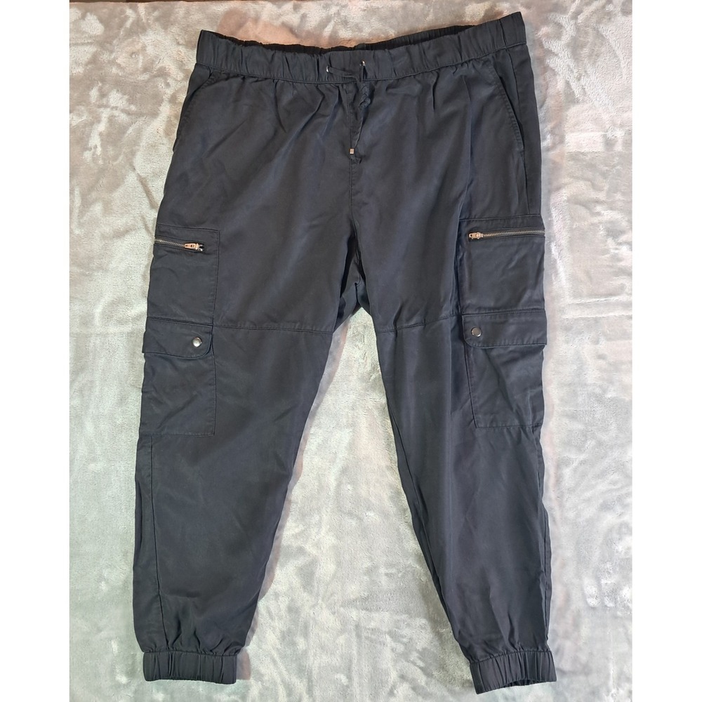 Banana Republic Flyweight Cargo Jogger Pants XL Black Lightweight Womens Elastic